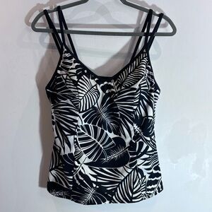 MIRACLESUIT Sz 16 Palm Motif Double Strap Padded Cup Swimming Too Tankini